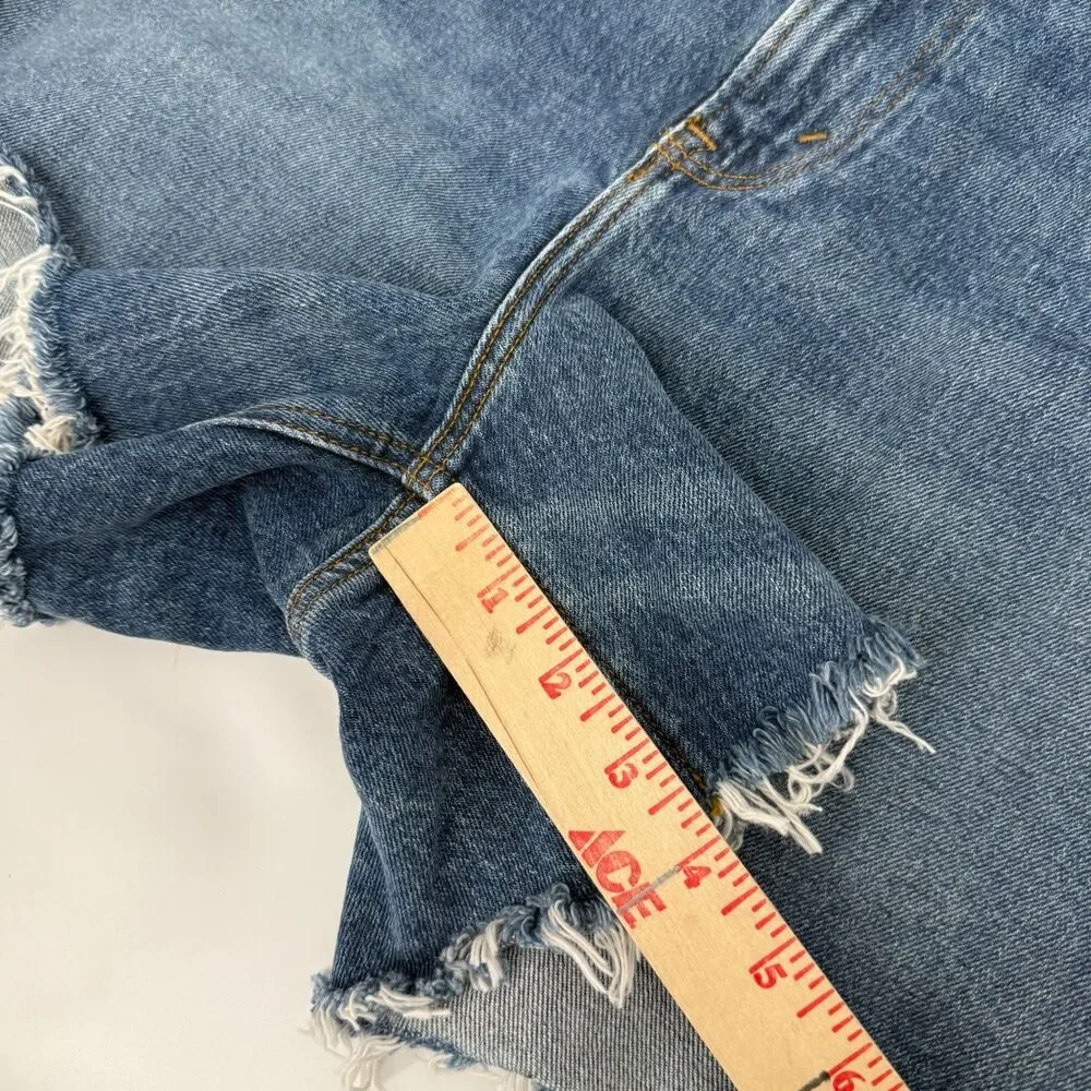 Abercrombie & Fitch Shorts The Dad Short High Rise Blue Denim Festival Size 36